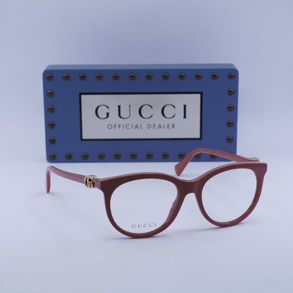 Gucci GG1074O 006 Cat Eye Eyeglasses – Shiny Dark Pink 53mm - Picture 3 of 10